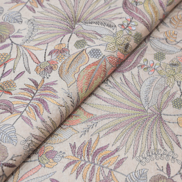 Pastel Cream Bemberg Raw Silk Fabric