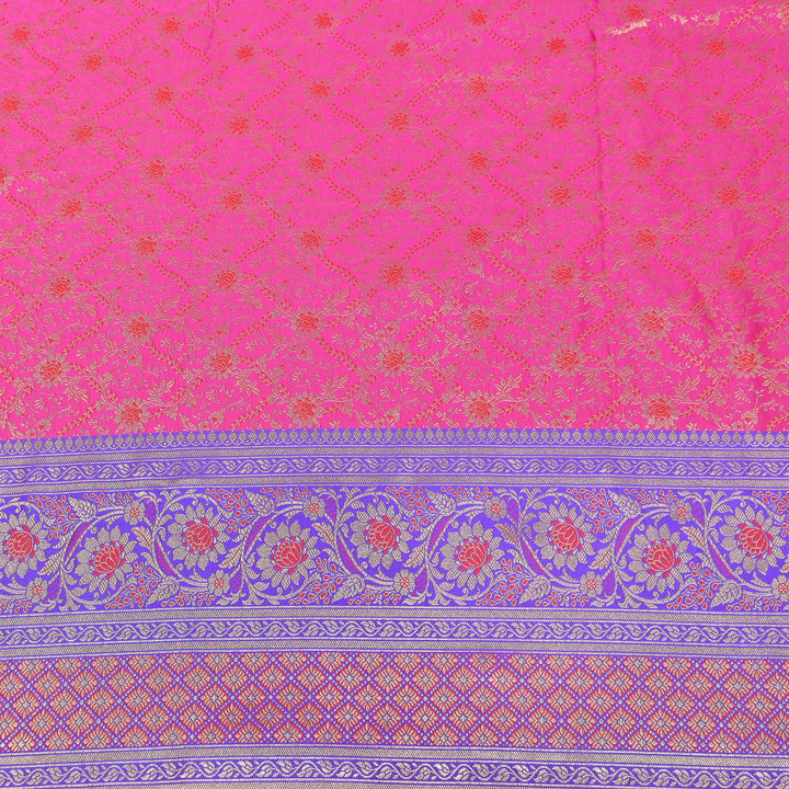Premium Tanchui Silk Zari Border Brocade Fabric | Floral Jaal & Traditional Woven Border | SCA230-2