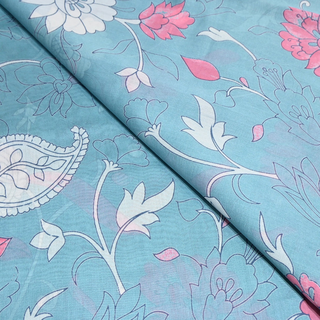 Silk Chanderi Digital Print Fabric – Elegant Designer Printed Fabric-001664-1