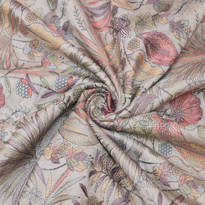 Pastel Cream Bemberg Raw Silk Fabric