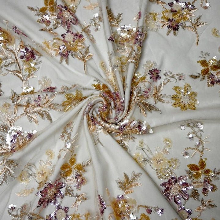 Beautiful Imported Net Cut Dana & Sequins Embroidery Fabrics