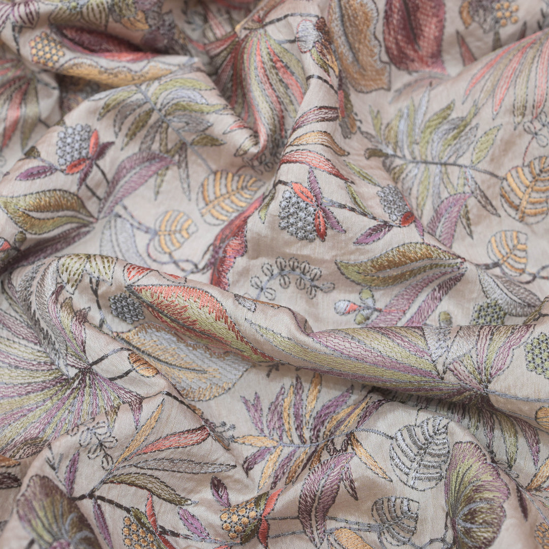 Pastel Cream Bemberg Raw Silk Fabric