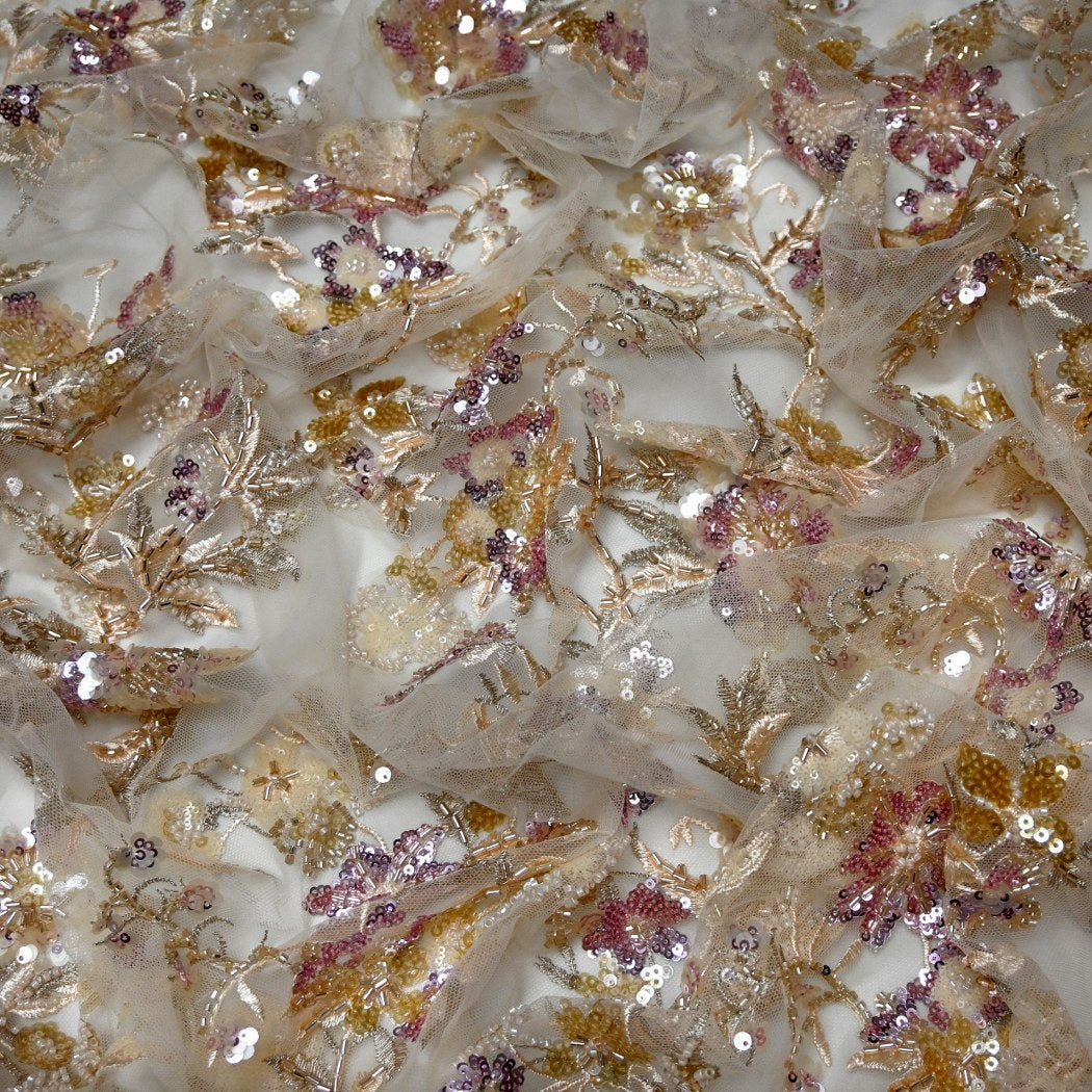 Beautiful Imported Net Cut Dana & Sequins Embroidery Fabrics
