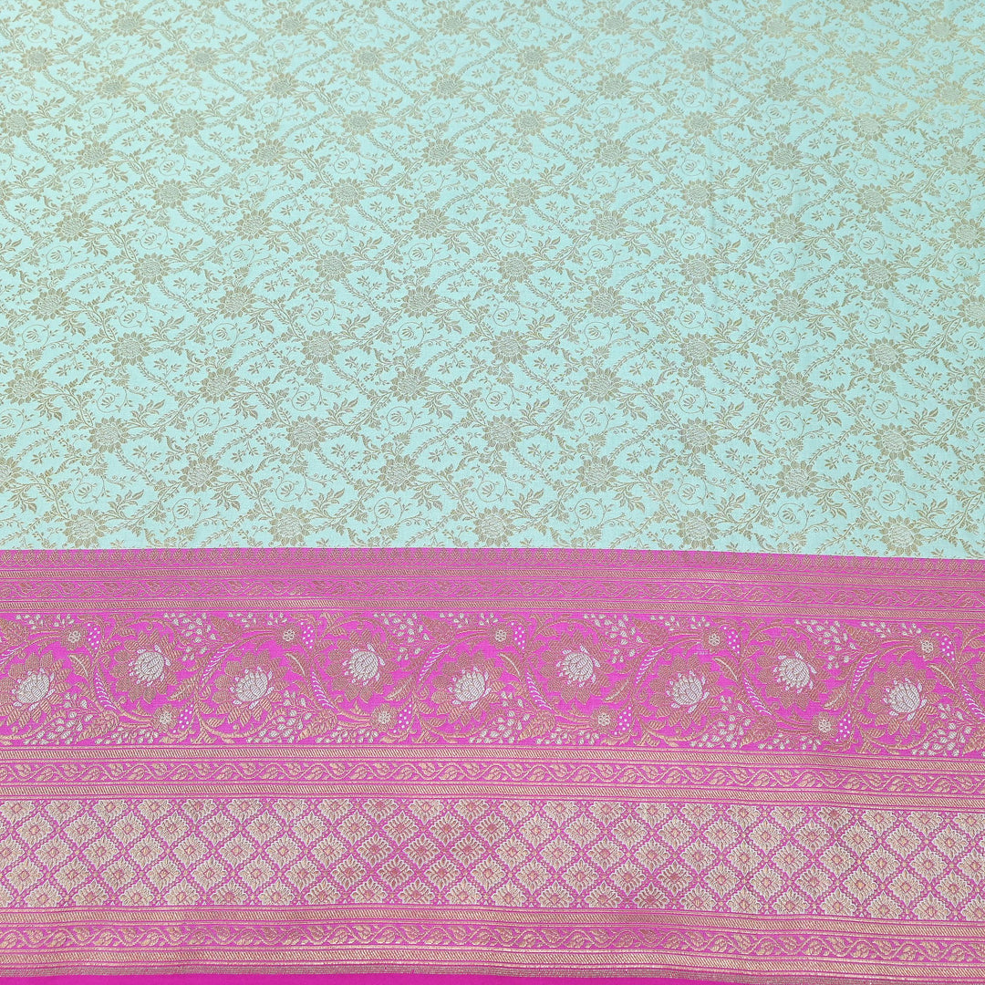 Premium Tanchui Silk Zari Border Brocade Fabric | Floral Jaal & Traditional Woven Border | SCA230-5