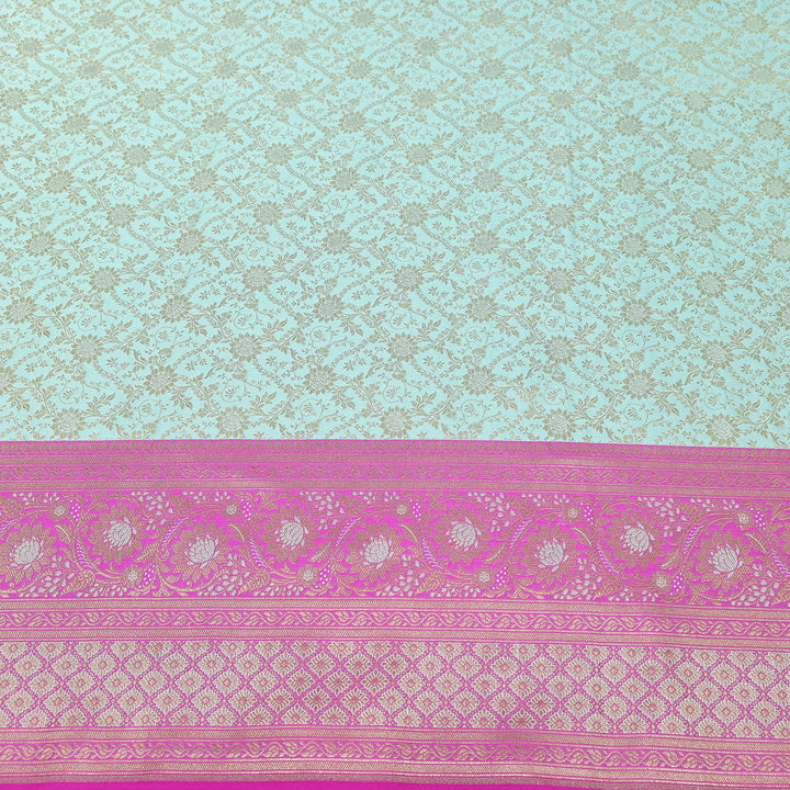Premium Tanchui Silk Zari Border Brocade Fabric | Floral Jaal & Traditional Woven Border | SCA230-5