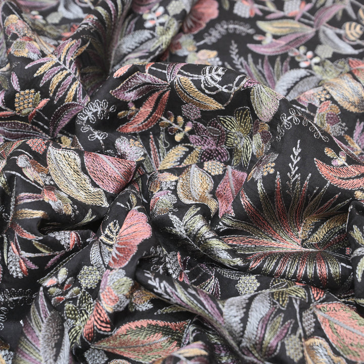 Black Bemberg Raw Silk Fabric