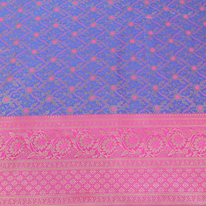 Premium Tanchui Silk Zari Border Brocade Fabric | Floral Jaal & Traditional Woven Border | SCA230-6