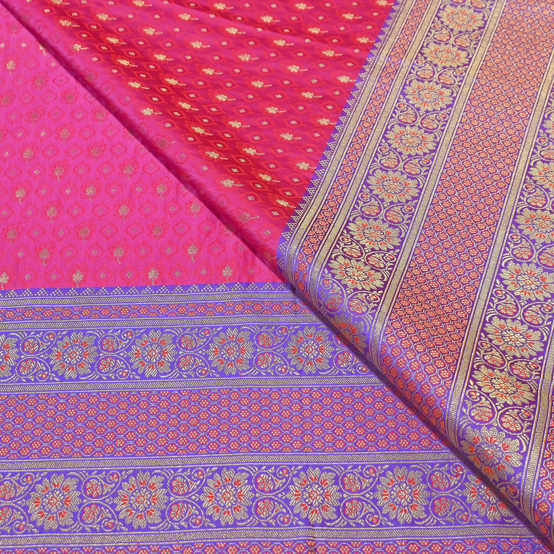 Premium Tanchui Silk Zari Border Brocade Fabric | Floral Jaal & Traditional Woven Border | SCA230-7