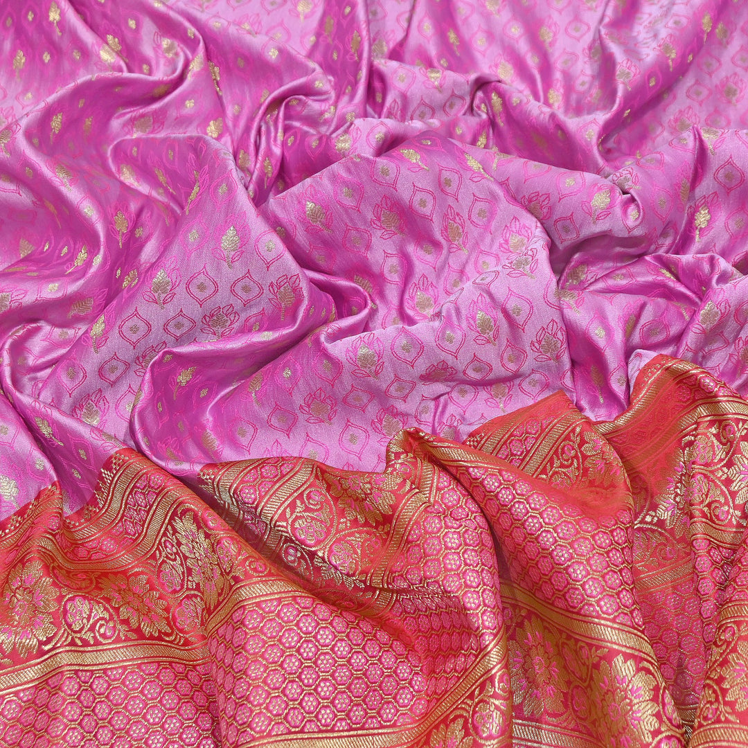 Premium Tanchui Silk Zari Border Brocade Fabric | Floral Jaal & Traditional Woven Border | SCA230-8