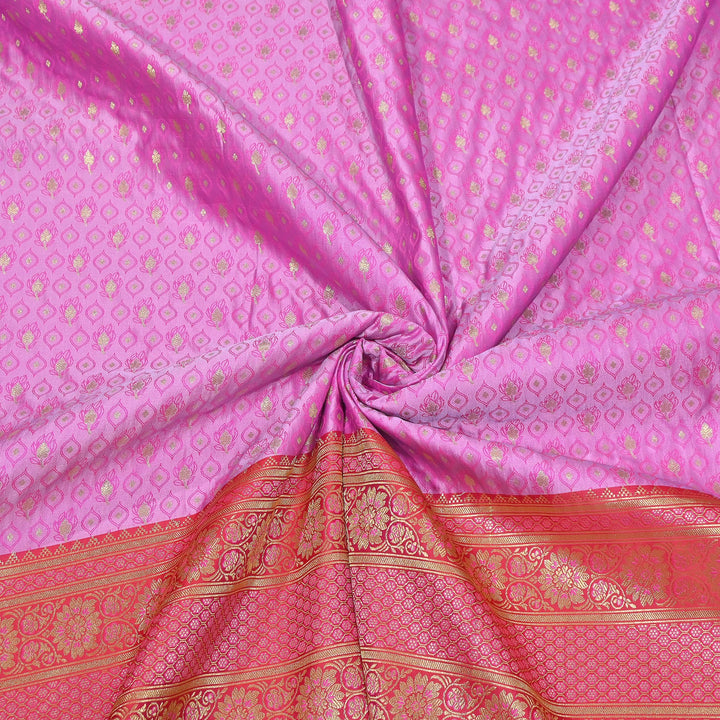 Premium Tanchui Silk Zari Border Brocade Fabric | Floral Jaal & Traditional Woven Border | SCA230-8