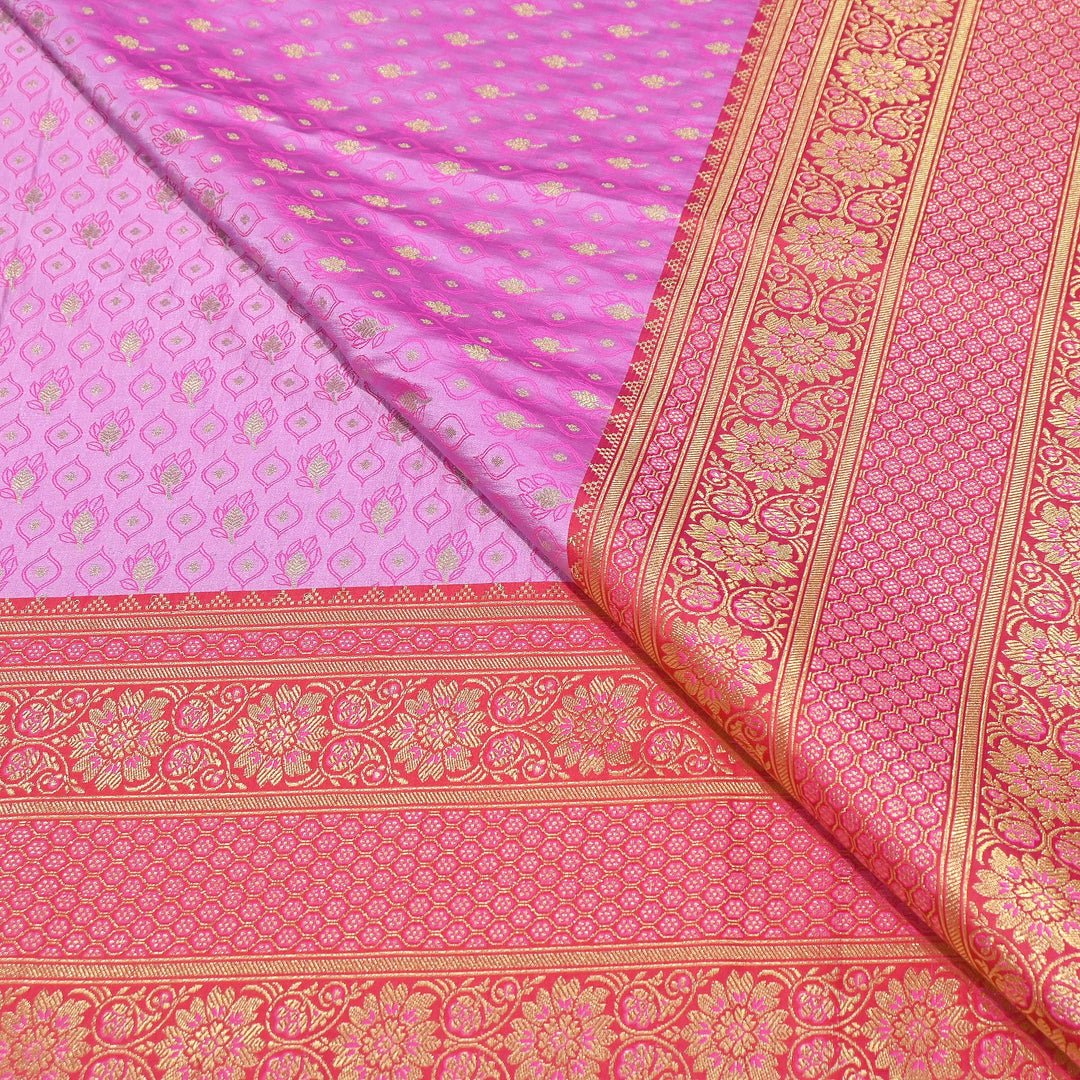 Premium Tanchui Silk Zari Border Brocade Fabric | Floral Jaal & Traditional Woven Border | SCA230-8