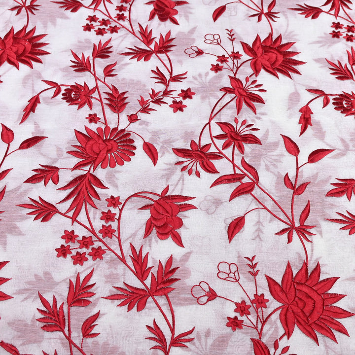 Premium Mul Chanderi Fabric with Thread Embroidery Work | Designer Fabric- 00RV99-1