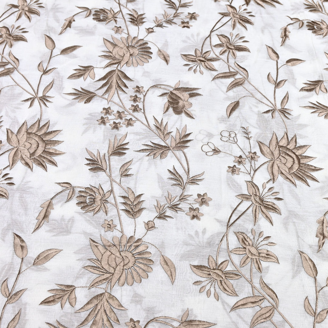 Premium Mul Chanderi Fabric with Thread Embroidery Work | Designer Fabric- 00RV99-2