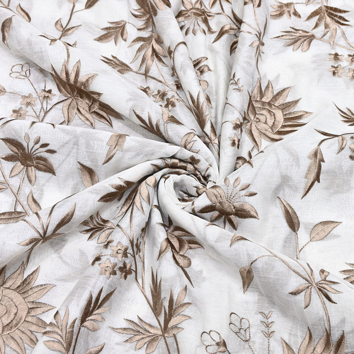 Premium Mul Chanderi Fabric with Thread Embroidery Work | Designer Fabric- 00RV99-2
