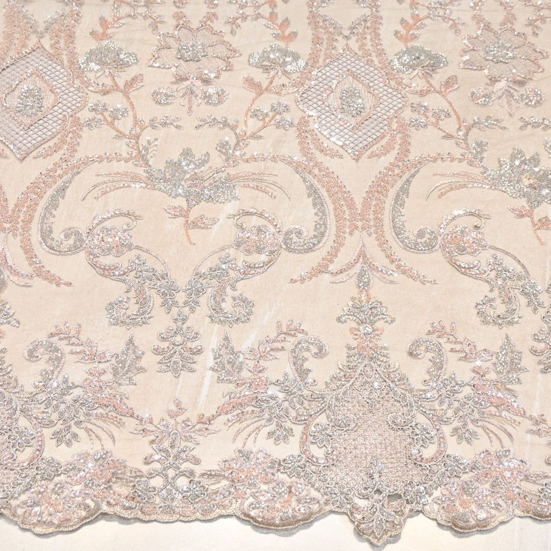 Luxury Imported Net Heavy Silver Cut Dana & Sequins Embroidered Designer Fabric - DV8851-3