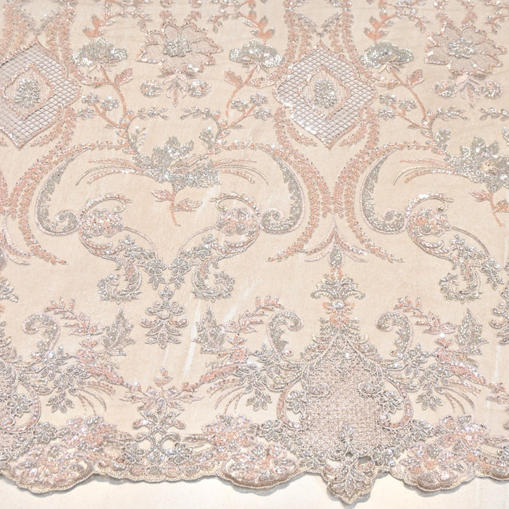 Luxury Imported Net Heavy Silver Cut Dana & Sequins Embroidered Designer Fabric - DV8851-3