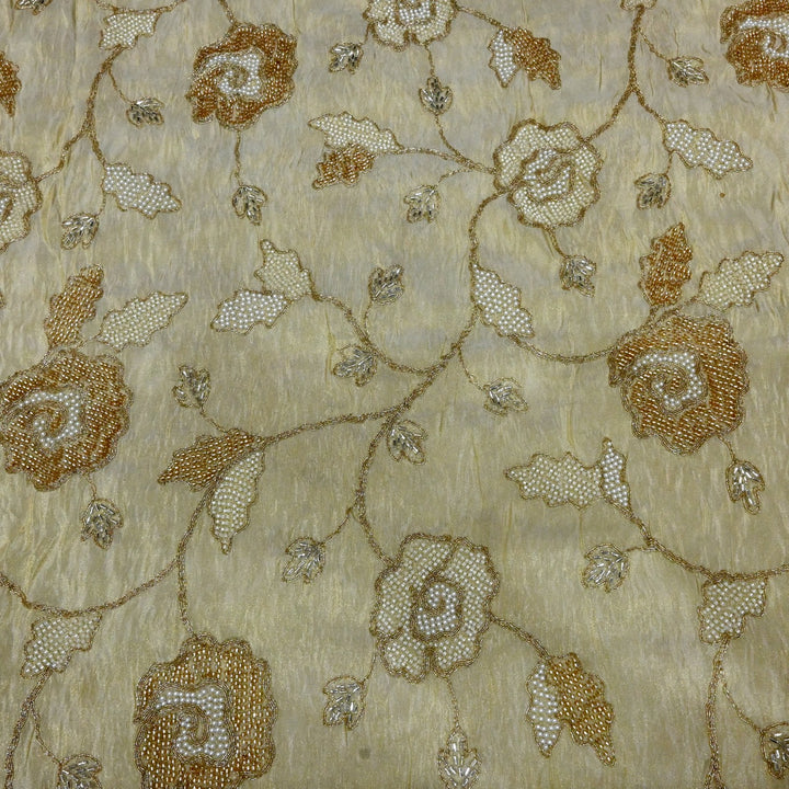 Dyeable Tissue Zari Moti Sequins Embroidery Fabrics