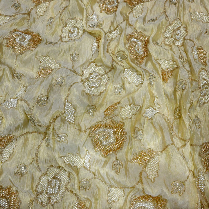 Dyeable Tissue Zari Moti Sequins Embroidery Fabrics