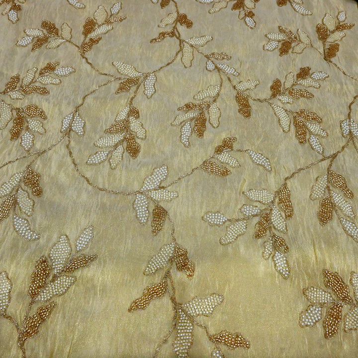 Dyeable Tissue Zari Moti Sequins Embroidery Fabrics