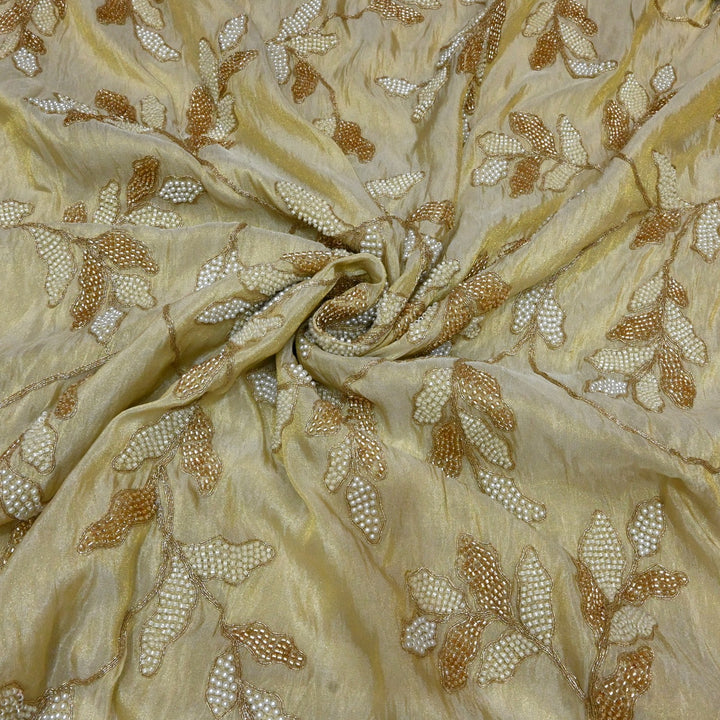 Dyeable Tissue Zari Moti Sequins Embroidery Fabrics