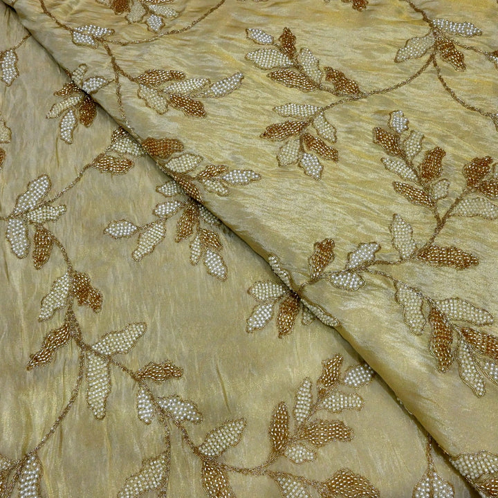 Dyeable Tissue Zari Moti Sequins Embroidery Fabrics