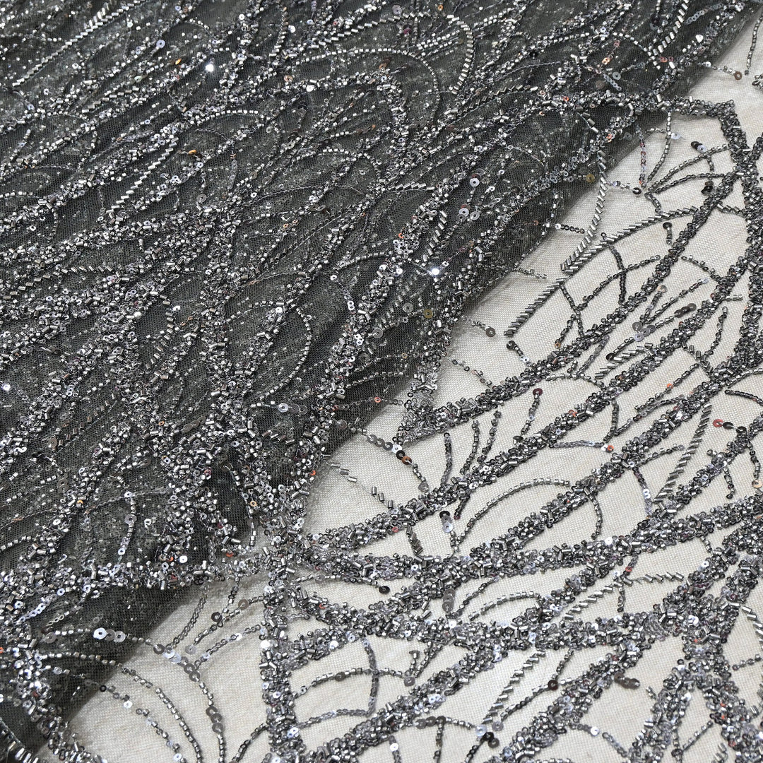 Luxury Imported  Net Heavy Sequins & Cut Dana Embroidered Designer Fabric - DV88406-2