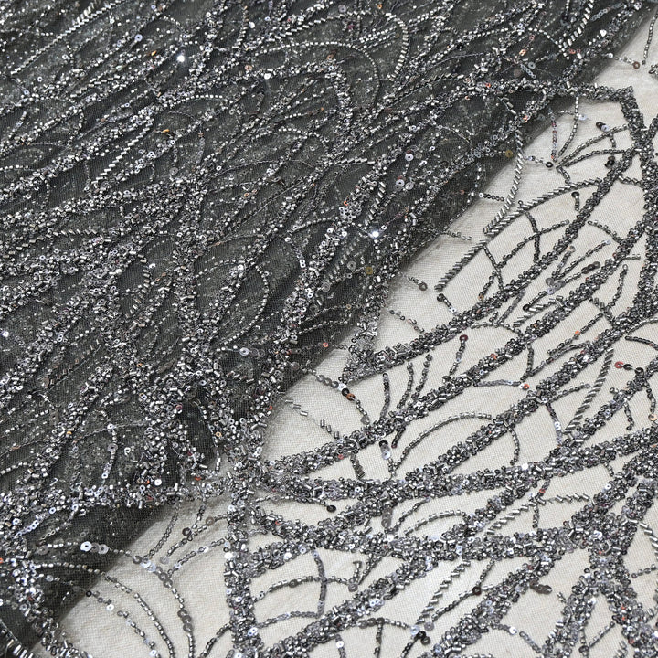 Luxury Imported  Net Heavy Sequins & Cut Dana Embroidered Designer Fabric - DV88406-2