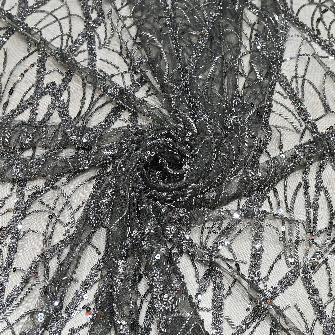Luxury Imported  Net Heavy Sequins & Cut Dana Embroidered Designer Fabric - DV88406-2