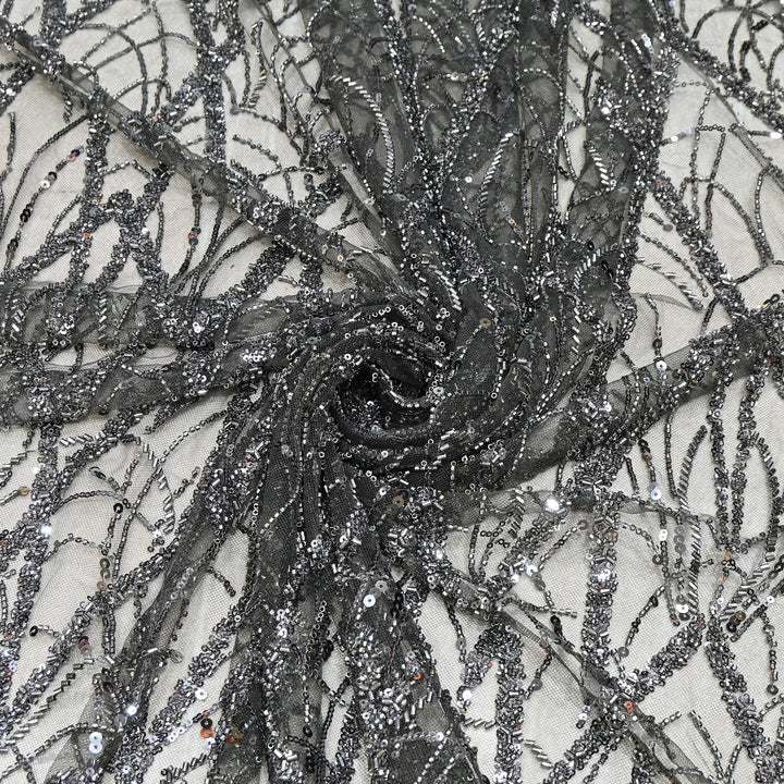 Luxury Imported  Net Heavy Sequins & Cut Dana Embroidered Designer Fabric - DV88406-2