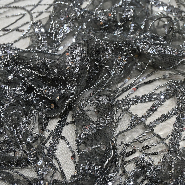 Luxury Imported  Net Heavy Sequins & Cut Dana Embroidered Designer Fabric - DV88406-2