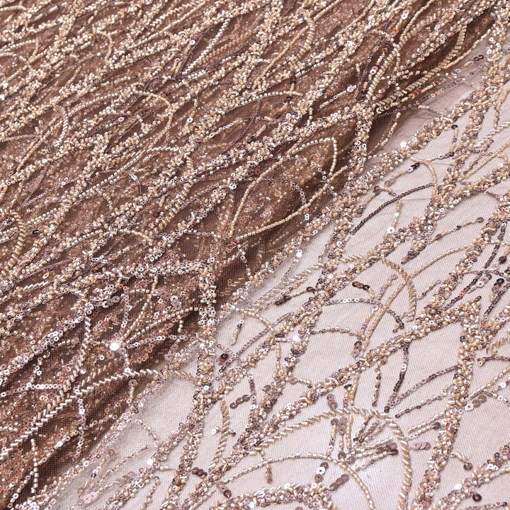 Luxury Imported  Net Heavy Sequins & Cut Dana Embroidered Designer Fabric - DV88406-3