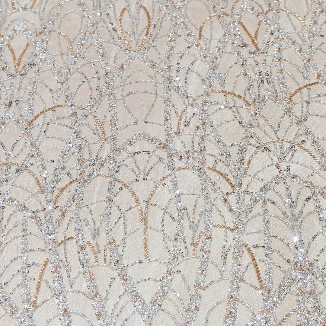 Luxury Imported Net Heavy Sequins & Cut Dana Embroidered Designer Fabric - DV88406-4