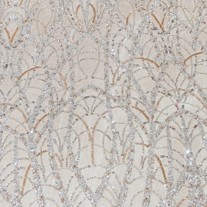 Luxury Imported Net Heavy Sequins & Cut Dana Embroidered Designer Fabric - DV88406-4