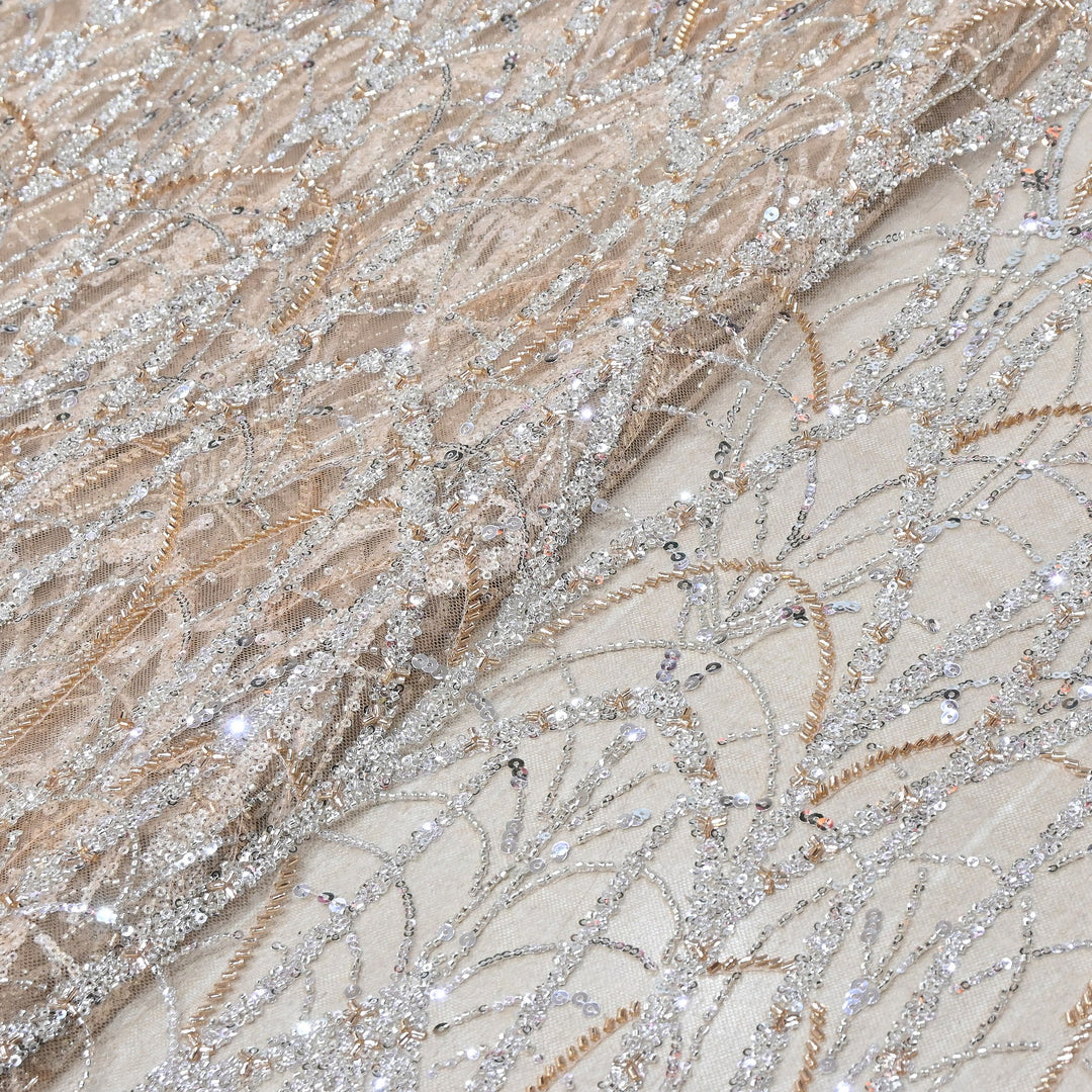 Luxury Imported Net Heavy Sequins & Cut Dana Embroidered Designer Fabric - DV88406-4