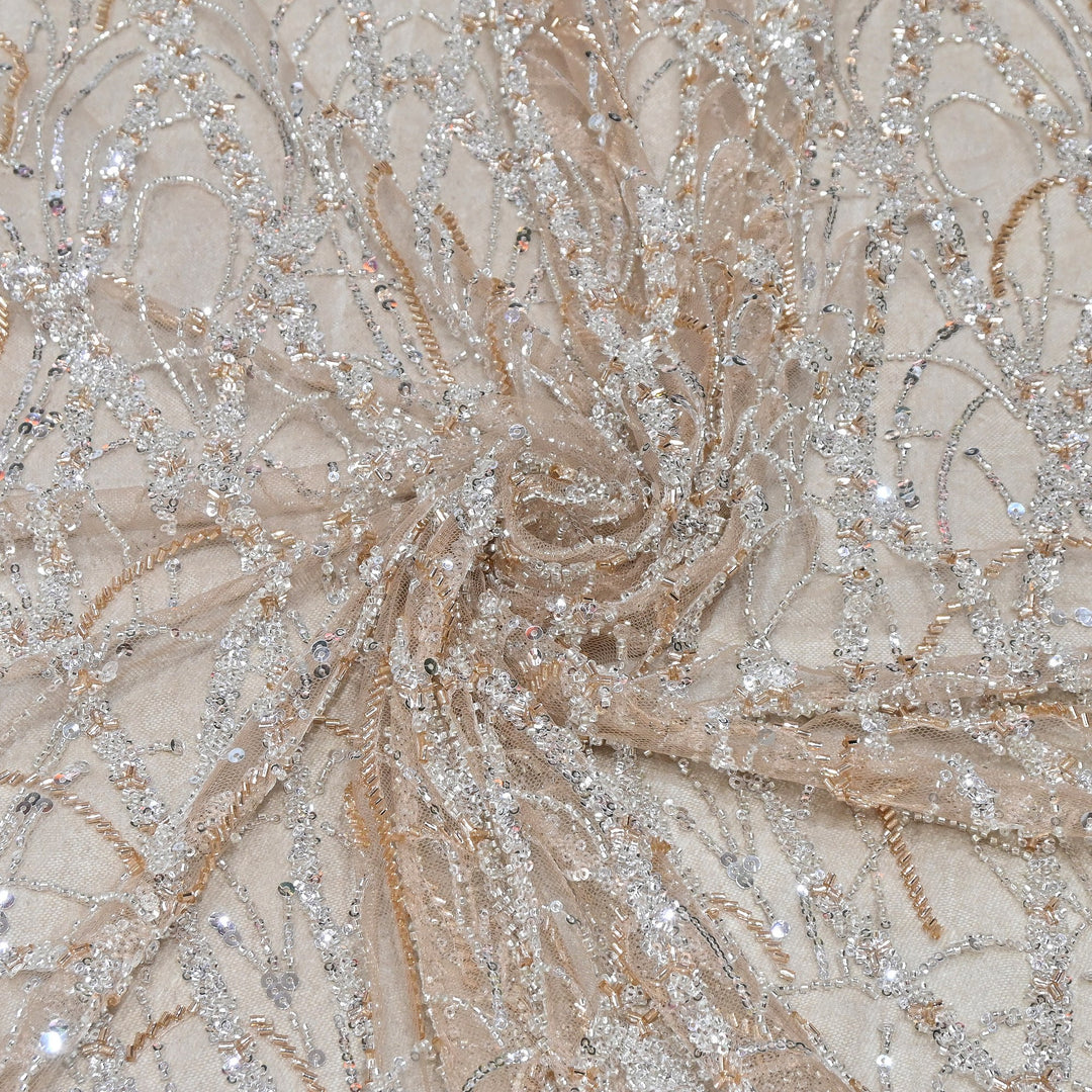 Luxury Imported Net Heavy Sequins & Cut Dana Embroidered Designer Fabric - DV88406-4