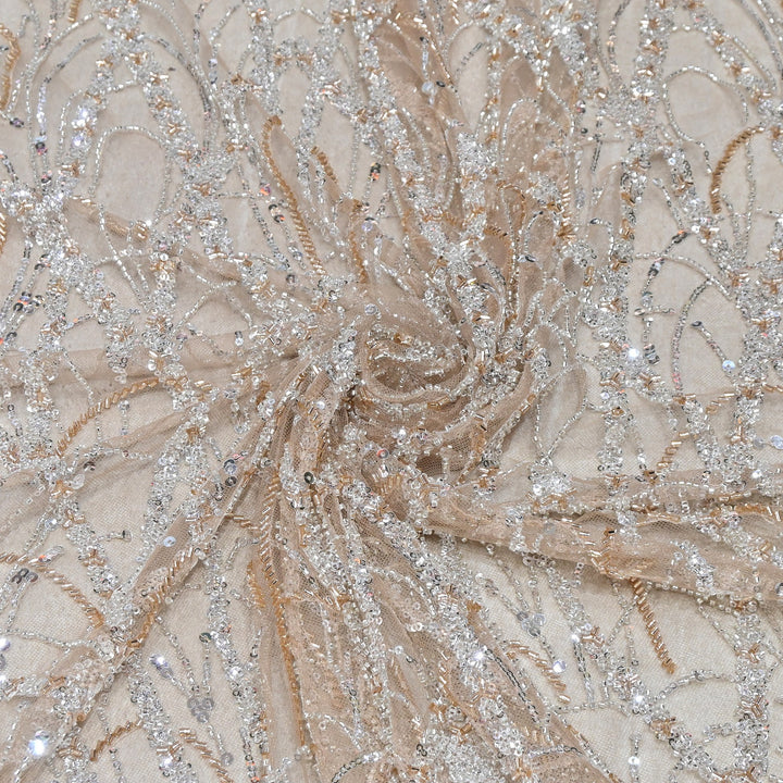 Luxury Imported Net Heavy Sequins & Cut Dana Embroidered Designer Fabric - DV88406-4