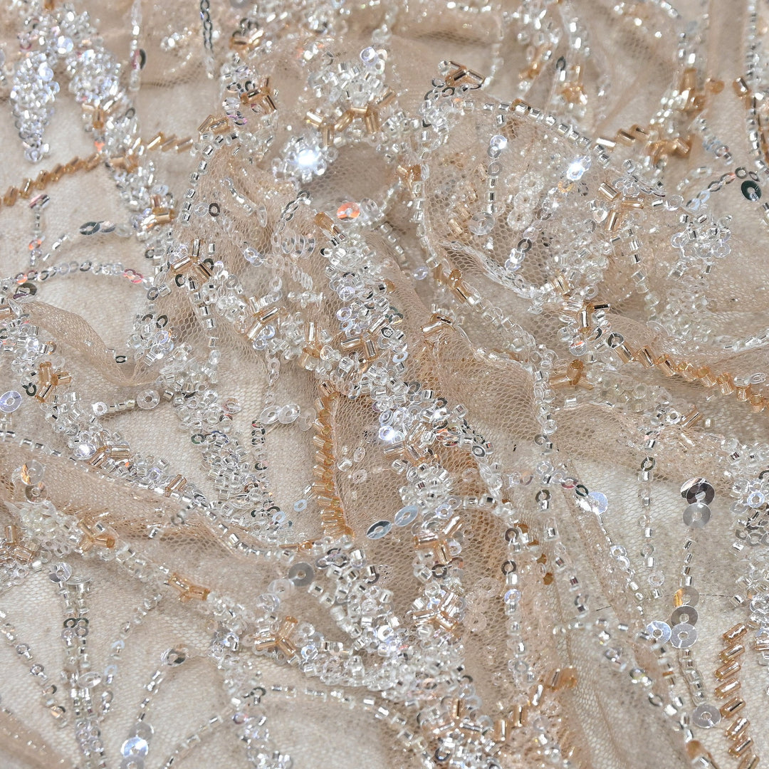Luxury Imported Net Heavy Sequins & Cut Dana Embroidered Designer Fabric - DV88406-4