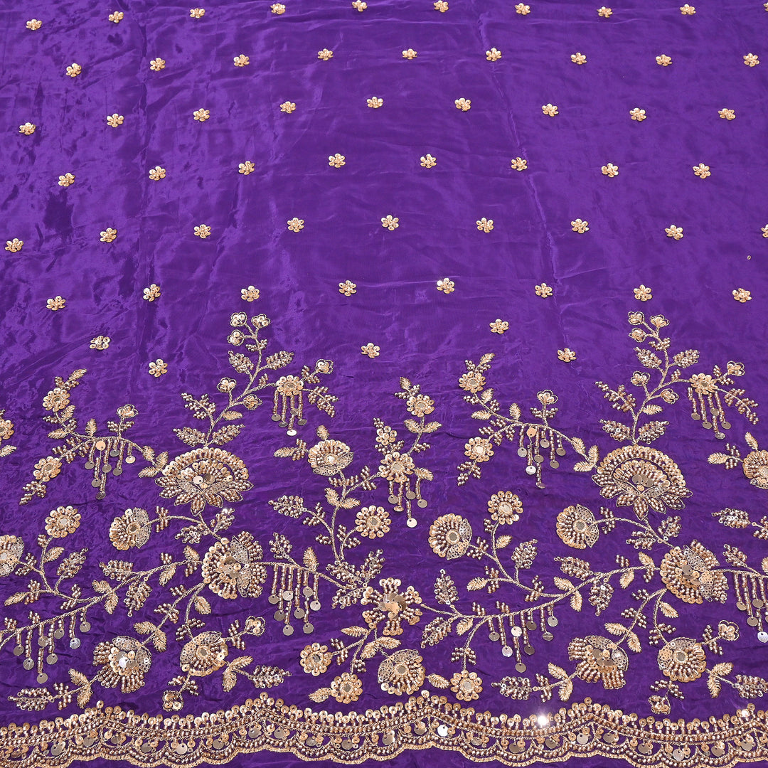 Dyed Crepe Moti Sequin Embroidered Fabric 54" | Floral Designer Fabric | VI3435C-2