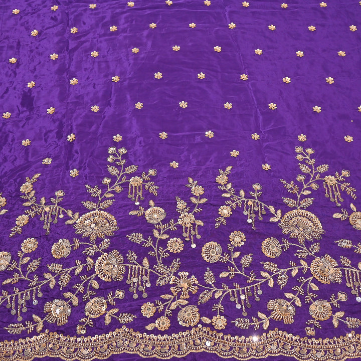 Dyed Crepe Moti Sequin Embroidered Fabric 54" | Floral Designer Fabric | VI3435C-2