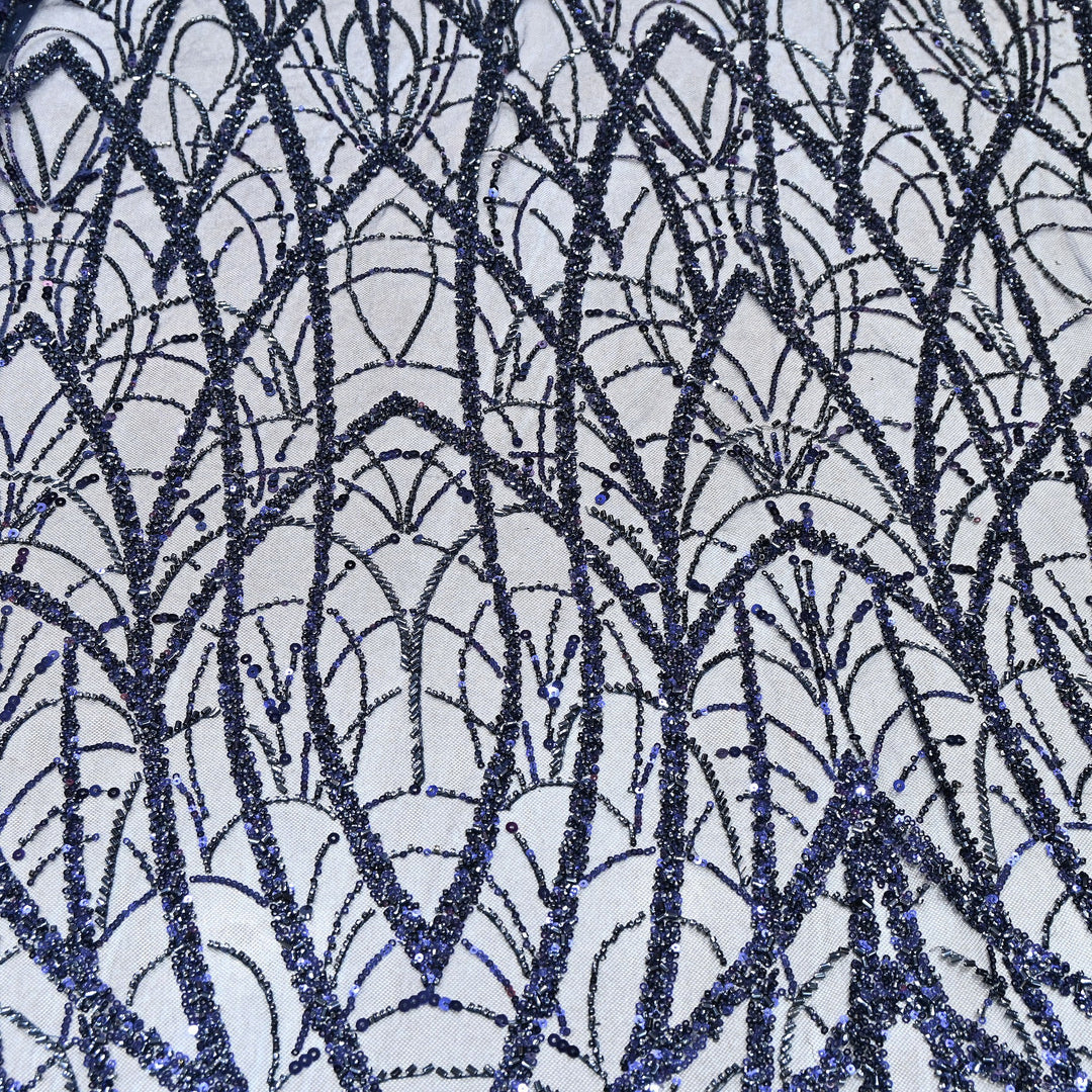 Luxury Imported Net Heavy Sequins & Cut Dana Embroidered Designer Fabric - DV88406-5