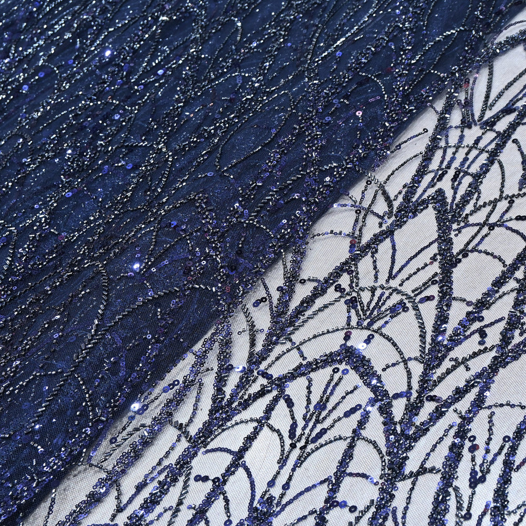 Luxury Imported Net Heavy Sequins & Cut Dana Embroidered Designer Fabric - DV88406-5