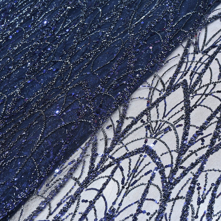 Luxury Imported Net Heavy Sequins & Cut Dana Embroidered Designer Fabric - DV88406-5