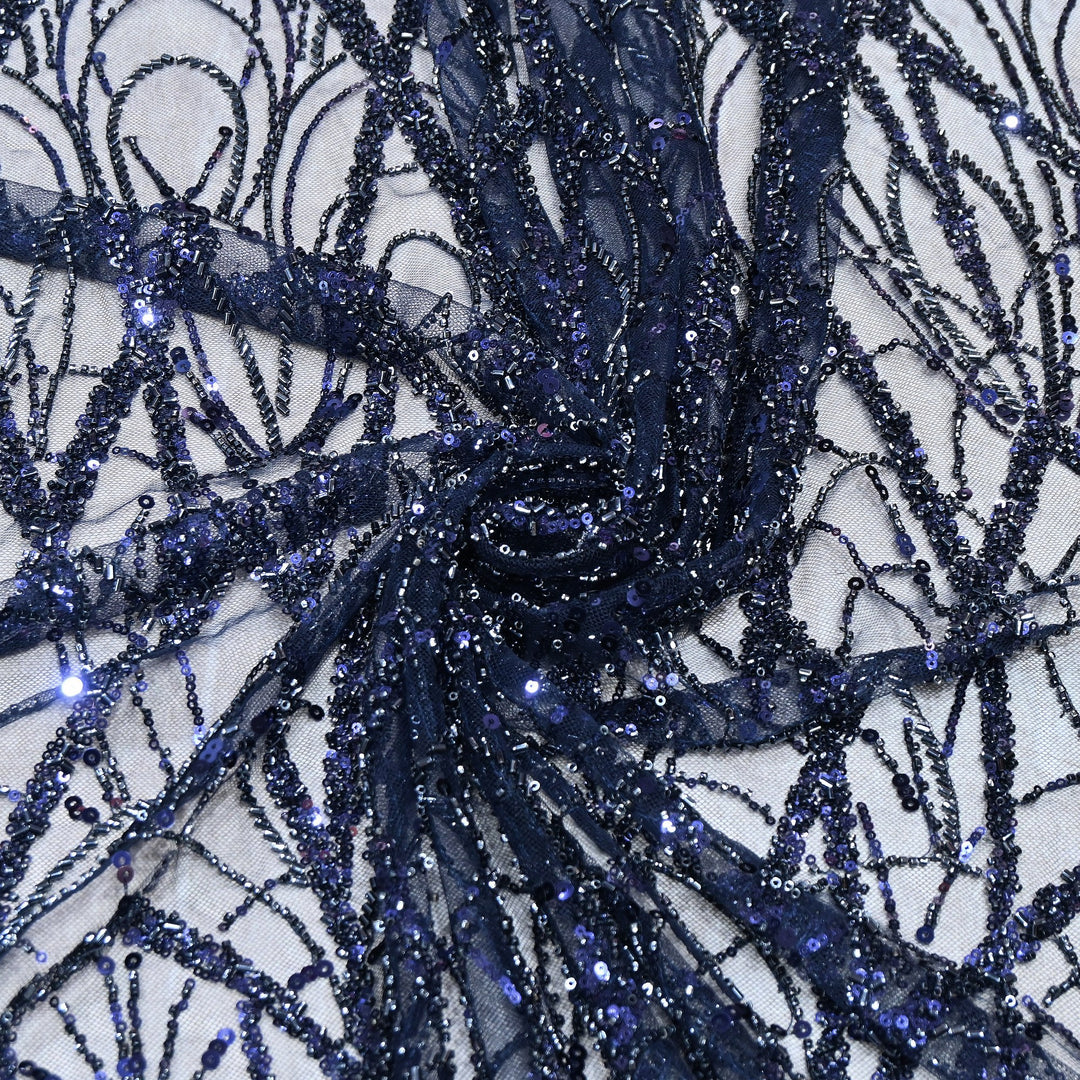 Luxury Imported Net Heavy Sequins & Cut Dana Embroidered Designer Fabric - DV88406-5