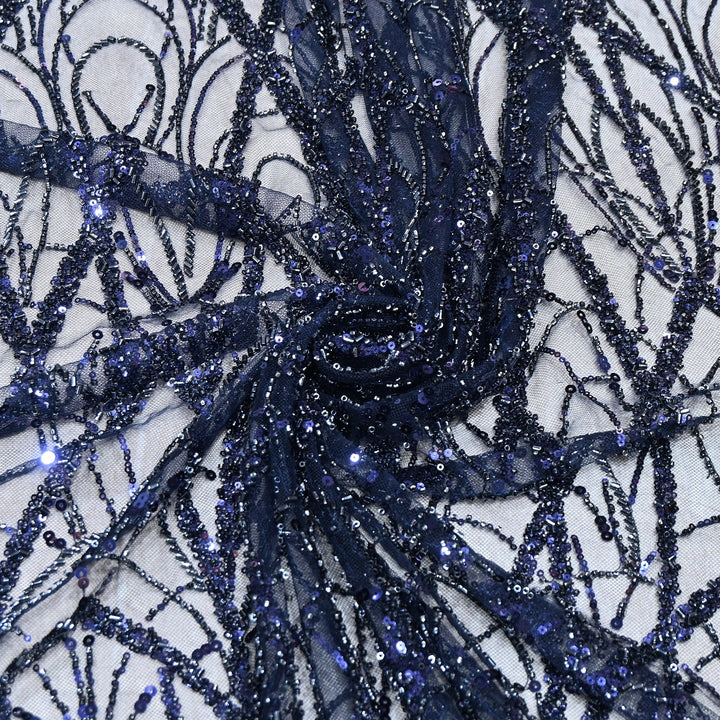 Luxury Imported Net Heavy Sequins & Cut Dana Embroidered Designer Fabric - DV88406-5