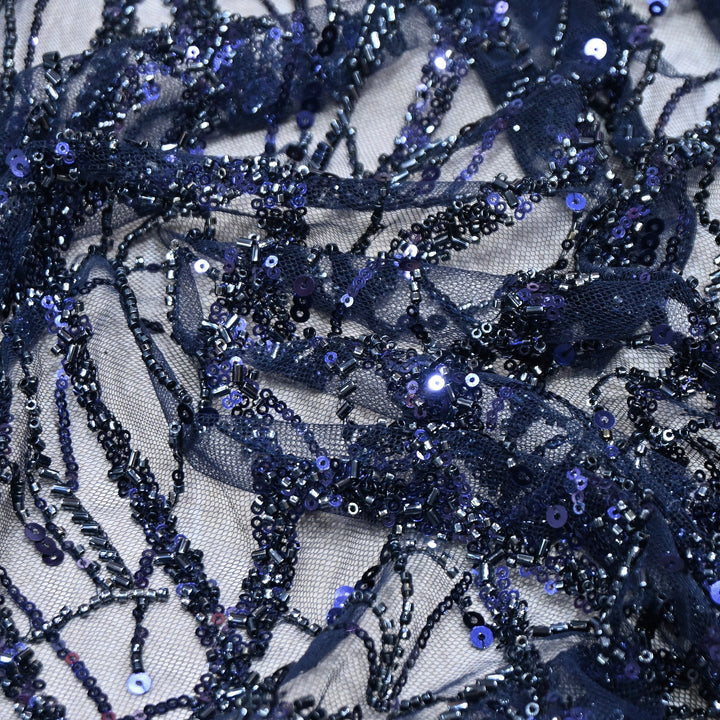 Luxury Imported Net Heavy Sequins & Cut Dana Embroidered Designer Fabric - DV88406-5