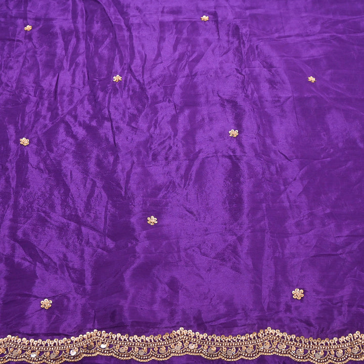 Dyed Chinon Moti Embroidery Duppata Fabric | VI3436C-2