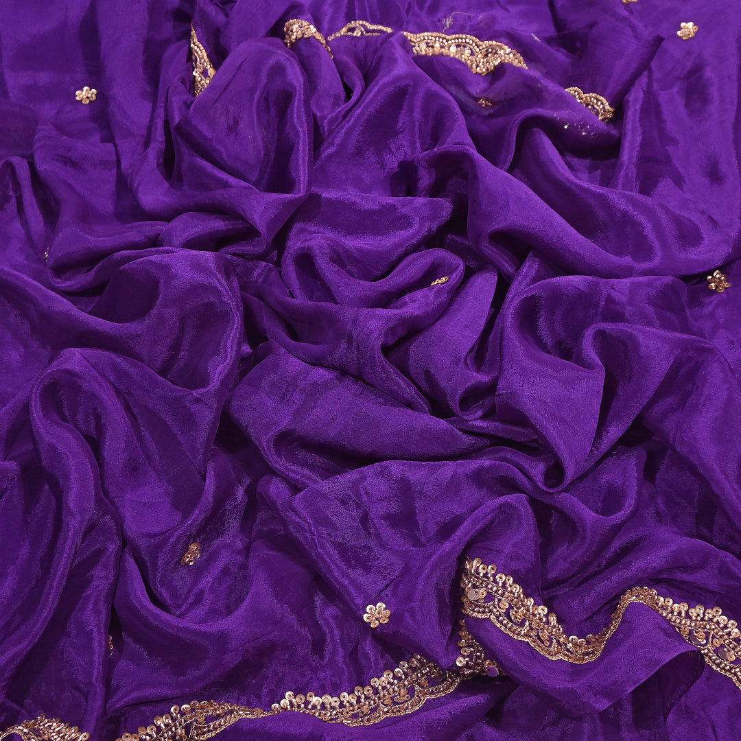 Dyed Chinon Moti Embroidery Duppata Fabric | VI3436C-2