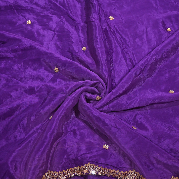 Dyed Chinon Moti Embroidery Duppata Fabric | VI3436C-2