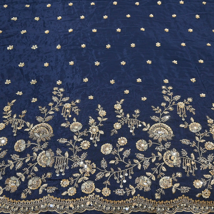 Dyed Crepe Moti Sequin Embroidered Fabric 54" | Floral Designer Fabric | VI3435C-3