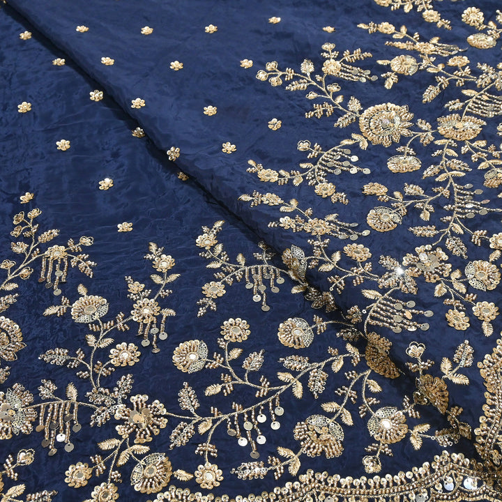 Dyed Crepe Moti Sequin Embroidered Fabric 54" | Floral Designer Fabric | VI3435C-3